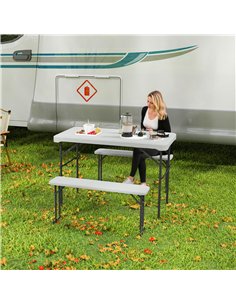 Outsunny Three-Piece Folding Picnic Table and Bench Set - Light Grey 2