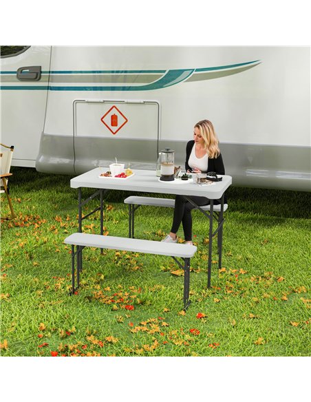 Outsunny Three-Piece Folding Picnic Table and Bench Set - Light Grey - pic 155914 | FastDaddyshop