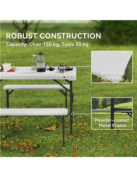 Outsunny Three-Piece Folding Picnic Table and Bench Set - Light Grey - pic 155916 | FastDaddyshop