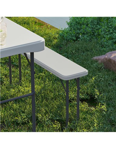 Outsunny Three-Piece Folding Picnic Table and Bench Set - Light Grey