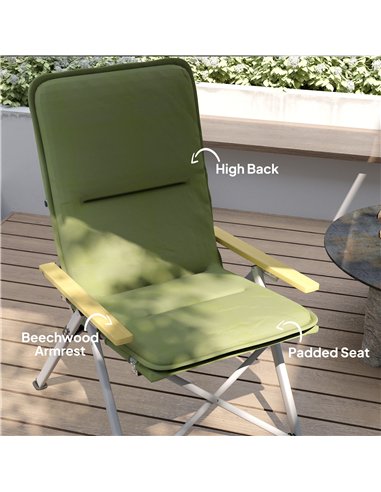 Outsunny Portable Camping Chair for Adults, High Back Folding Chair with Padded Seat and Carry Bag, Outdoor Recliner for Hiking,