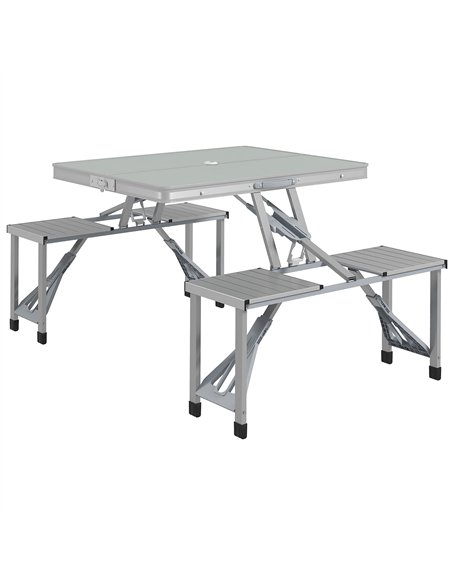 Outsunny Folding Picnic Table with 4 Seats and Umbrella Hole - Grey - pic 155931 | FastDaddyshop