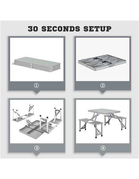 Outsunny Folding Picnic Table with 4 Seats and Umbrella Hole - Grey - pic 155934 | FastDaddyshop