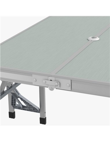 Outsunny Folding Picnic Table with 4 Seats and Umbrella Hole - Grey