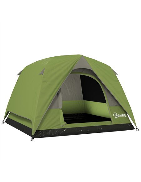 Outsunny 3-4 Person Camping Tent, Easy Set Up Waterproof Dome Tent with Sewn-in Groundsheet, Mesh Windows, Pocket and Hook for C - pic 155958 | FastDaddyshop