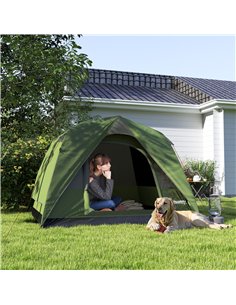 Outsunny 3-4 Person Camping Tent, Easy Set Up Waterproof Dome Tent with Sewn-in Groundsheet, Mesh Windows, Pocket and Hook for C 2