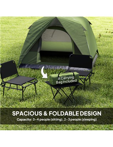 Outsunny 3-4 Person Camping Tent, Easy Set Up Waterproof Dome Tent with Sewn-in Groundsheet, Mesh Windows, Pocket and Hook for C