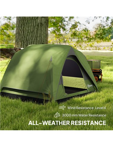 Outsunny 3-4 Person Camping Tent, Easy Set Up Waterproof Dome Tent with Sewn-in Groundsheet, Mesh Windows, Pocket and Hook for C