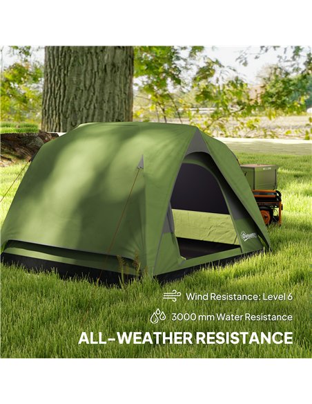 Outsunny 3-4 Person Camping Tent, Easy Set Up Waterproof Dome Tent with Sewn-in Groundsheet, Mesh Windows, Pocket and Hook for C - pic 155962 | FastDaddyshop