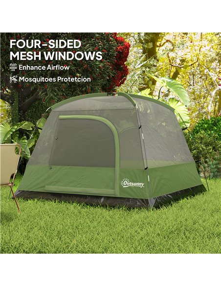 Outsunny 3-4 Person Camping Tent, Easy Set Up Waterproof Dome Tent with Sewn-in Groundsheet, Mesh Windows, Pocket and Hook for C - pic 155963 | FastDaddyshop
