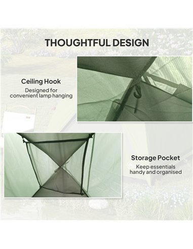 Outsunny 3-4 Person Camping Tent, Easy Set Up Waterproof Dome Tent with Sewn-in Groundsheet, Mesh Windows, Pocket and Hook for C