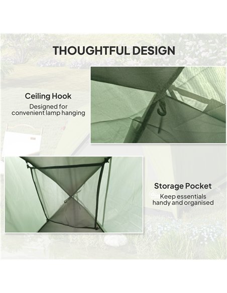 Outsunny 3-4 Person Camping Tent, Easy Set Up Waterproof Dome Tent with Sewn-in Groundsheet, Mesh Windows, Pocket and Hook for C - pic 155964 | FastDaddyshop