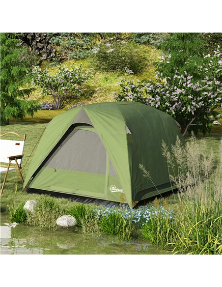 Outsunny 3-4 Person Camping Tent, Easy Set Up Waterproof Dome Tent with Sewn-in Groundsheet, Mesh Windows, Pocket and Hook for C - pic 155966 | FastDaddyshop