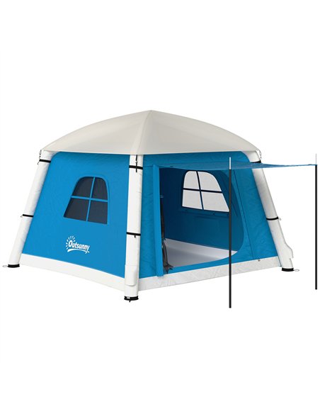 Outsunny Inflatable Camping Tent w/ Hand Pump, Easy Setup 1/2 Person Blow Up Tent Waterproof 190T Taffeta w/ Mesh Windows, Doors - pic 155976 | FastDaddyshop