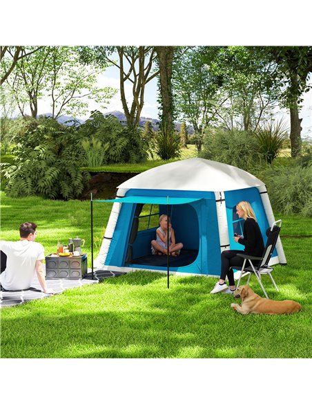 Outsunny Inflatable Camping Tent w/ Hand Pump, Easy Setup 1/2 Person Blow Up Tent Waterproof 190T Taffeta w/ Mesh Windows, Doors - pic 155977 | FastDaddyshop