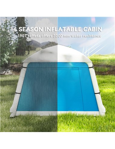 Outsunny Inflatable Camping Tent w/ Hand Pump, Easy Setup 1/2 Person Blow Up Tent Waterproof 190T Taffeta w/ Mesh Windows, Doors