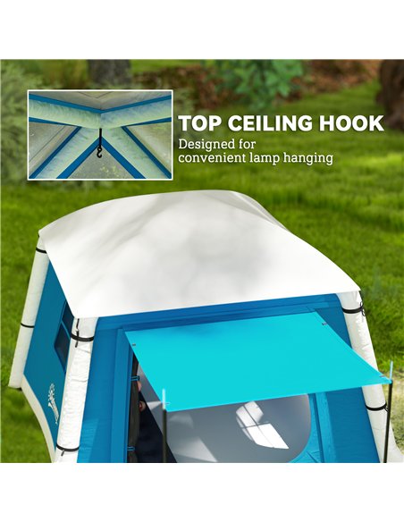 Outsunny Inflatable Camping Tent w/ Hand Pump, Easy Setup 1/2 Person Blow Up Tent Waterproof 190T Taffeta w/ Mesh Windows, Doors - pic 155982 | FastDaddyshop