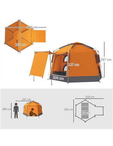 Outsunny Automatic Pop Up Camping Tent, Instant Setup 2-4 Man Tent with Mesh Windows, Waterproof & UV30+, Portable with Carry Ba