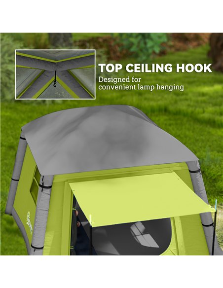 Outsunny Inflatable Camping Tent w/ Hand Pump, Easy Setup 1/2 Person Blow Up Tent Waterproof 190T Taffeta w/ Mesh Windows, Doors - pic 156000 | FastDaddyshop