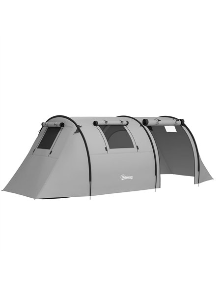Outsunny Four Man Duo Room Tunnel Tent, with Accessories - Grey - pic 156003 | FastDaddyshop