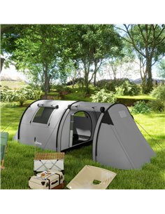 Outsunny Four Man Duo Room Tunnel Tent, with Accessories - Grey 2
