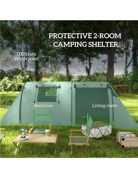 Outsunny Four Man Duo Room Tunnel Tent, with Accessories - Grey - pic 156006 | FastDaddyshop