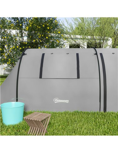 Outsunny Four Man Duo Room Tunnel Tent, with Accessories - Grey