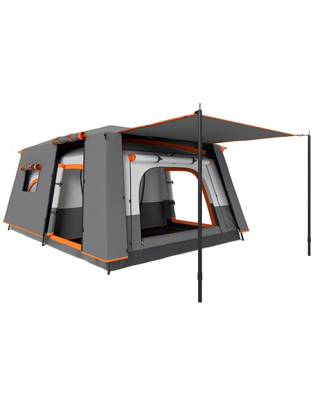 Outsunny 4-6 Man Camping Tent, Double Layer Tunnel Tent with Porch, Living Area and 2 Bedrooms, Sewn in Groundsheet, 3000mm Wate - pic 156012 | FastDaddyshop