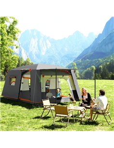 Outsunny 4-6 Man Camping Tent, Double Layer Tunnel Tent with Porch, Living Area and 2 Bedrooms, Sewn in Groundsheet, 3000mm Wate 2