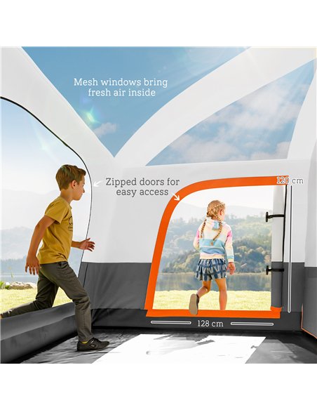Outsunny 4-6 Man Camping Tent, Double Layer Tunnel Tent with Porch, Living Area and 2 Bedrooms, Sewn in Groundsheet, 3000mm Wate - pic 156016 | FastDaddyshop