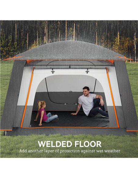 Outsunny 4-6 Man Camping Tent, Double Layer Tunnel Tent with Porch, Living Area and 2 Bedrooms, Sewn in Groundsheet, 3000mm Wate - pic 156017 | FastDaddyshop
