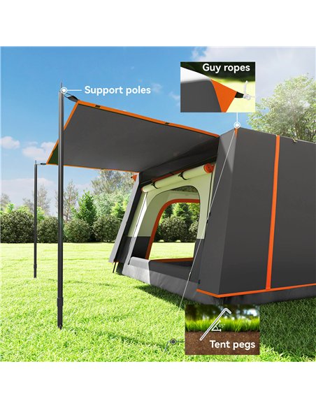 Outsunny 4-6 Man Camping Tent, Double Layer Tunnel Tent with Porch, Living Area and 2 Bedrooms, Sewn in Groundsheet, 3000mm Wate - pic 156019 | FastDaddyshop