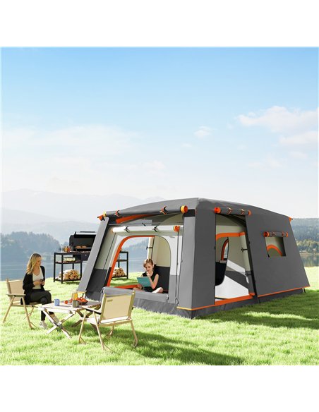 Outsunny 4-6 Man Camping Tent, Double Layer Tunnel Tent with Porch, Living Area and 2 Bedrooms, Sewn in Groundsheet, 3000mm Wate - pic 156020 | FastDaddyshop