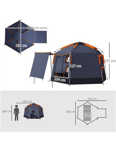 Outsunny Automatic Pop Up Camping Tent, Instant Setup 2-4 Man Tent with Mesh Windows, Waterproof & UV30+, Portable with Carry Ba