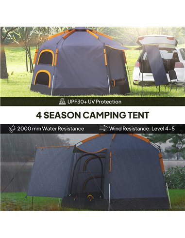 Outsunny Automatic Pop Up Camping Tent, Instant Setup 2-4 Man Tent with Mesh Windows, Waterproof & UV30+, Portable with Carry Ba