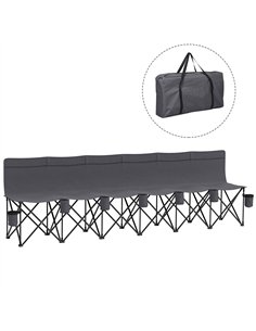 Outsunny 6 Seater Folding Camping Chair with Cup Holder & Carry Bag - Charcoal Grey
