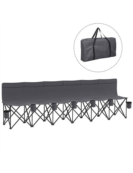 Outsunny 6 Seater Folding Camping Chair with Cup Holder & Carry Bag - Charcoal Grey - pic 156039 | FastDaddyshop