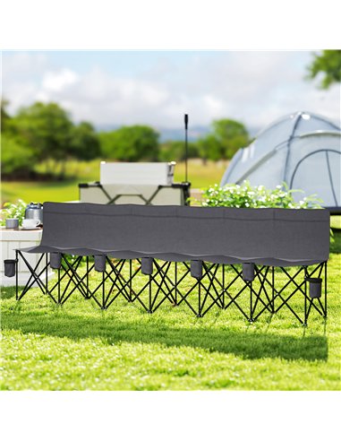 Outsunny 6 Seater Folding Camping Chair with Cup Holder & Carry Bag - Charcoal Grey