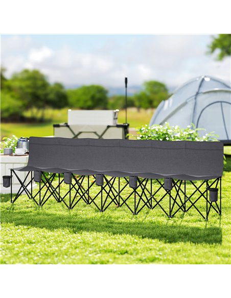 Outsunny 6 Seater Folding Camping Chair with Cup Holder & Carry Bag - Charcoal Grey - pic 156040 | FastDaddyshop