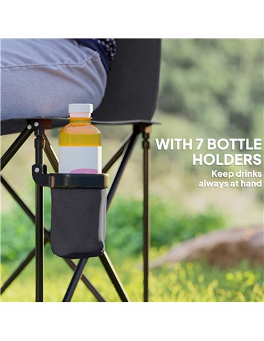 Outsunny 6 Seater Folding Camping Chair with Cup Holder & Carry Bag - Charcoal Grey