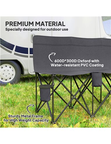 Outsunny 6 Seater Folding Camping Chair with Cup Holder & Carry Bag - Charcoal Grey