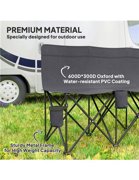 Outsunny 6 Seater Folding Camping Chair with Cup Holder & Carry Bag - Charcoal Grey - pic 156044 | FastDaddyshop