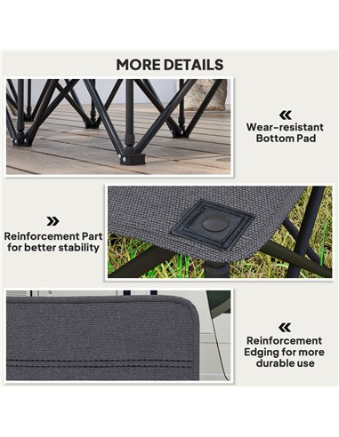 Outsunny 6 Seater Folding Camping Chair with Cup Holder & Carry Bag - Charcoal Grey