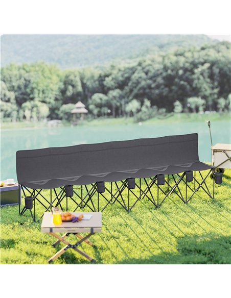Outsunny 6 Seater Folding Camping Chair with Cup Holder & Carry Bag - Charcoal Grey - pic 156046 | FastDaddyshop