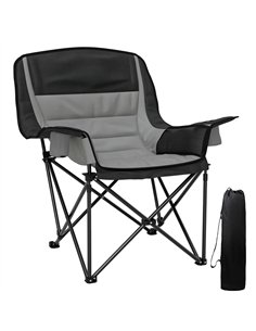 Outsunny Portable Padded Camping Chair, with Bag - Black/Grey