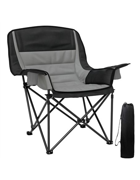 Outsunny Portable Padded Camping Chair, with Bag - Black/Grey - pic 156048 | FastDaddyshop
