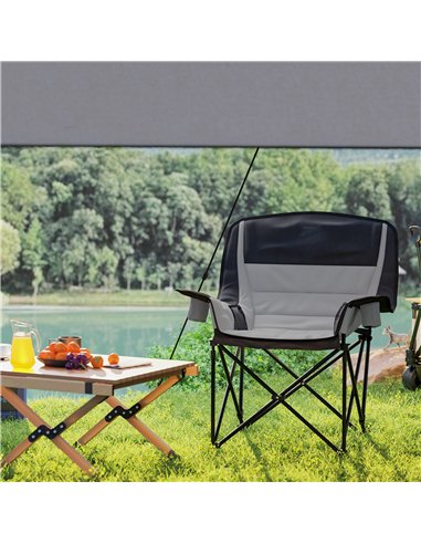 Outsunny Portable Padded Camping Chair, with Bag - Black/Grey