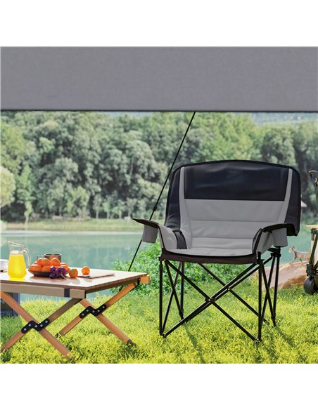 Outsunny Portable Padded Camping Chair, with Bag - Black/Grey - pic 156054 | FastDaddyshop