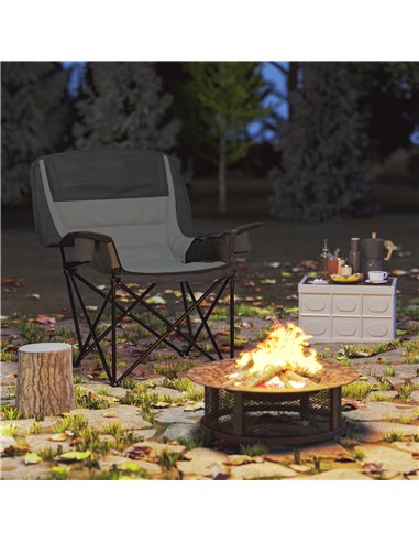 Outsunny Portable Padded Camping Chair, with Bag - Black/Grey