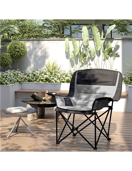 Outsunny Portable Padded Camping Chair, with Bag - Black/Grey - pic 156056 | FastDaddyshop